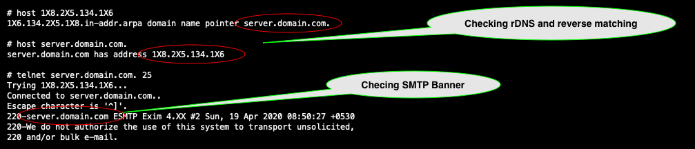 rDNS and SMTP Banner check rDNS check and SMTP Banner check