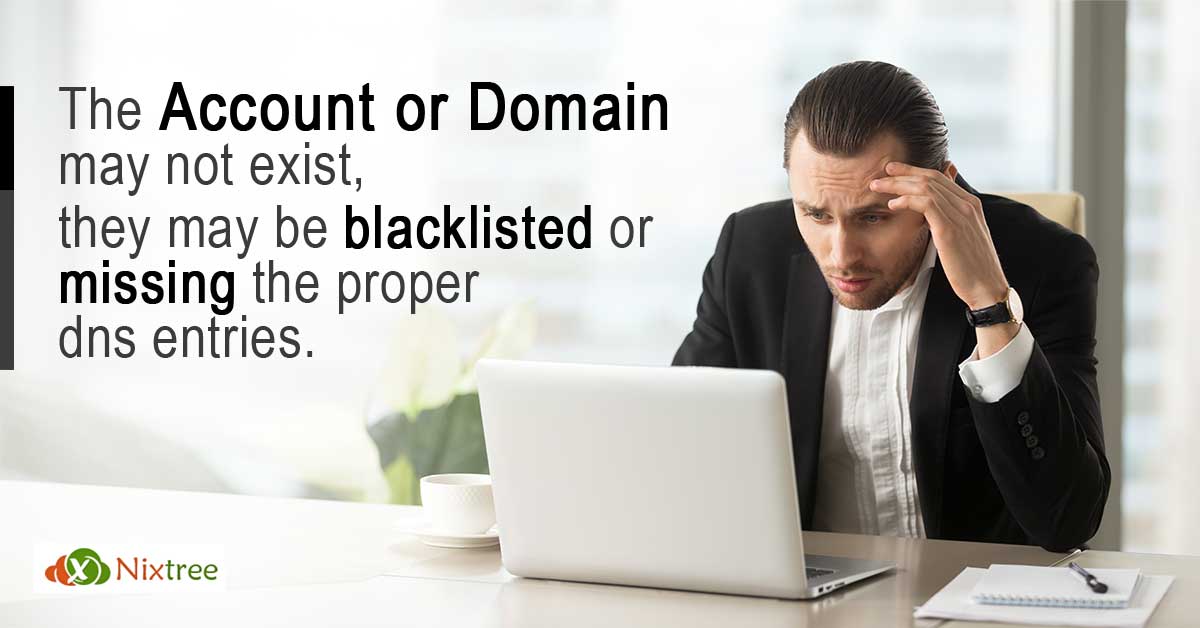 Email Delivery Issue: The account or domain may not exist, they may be blacklisted