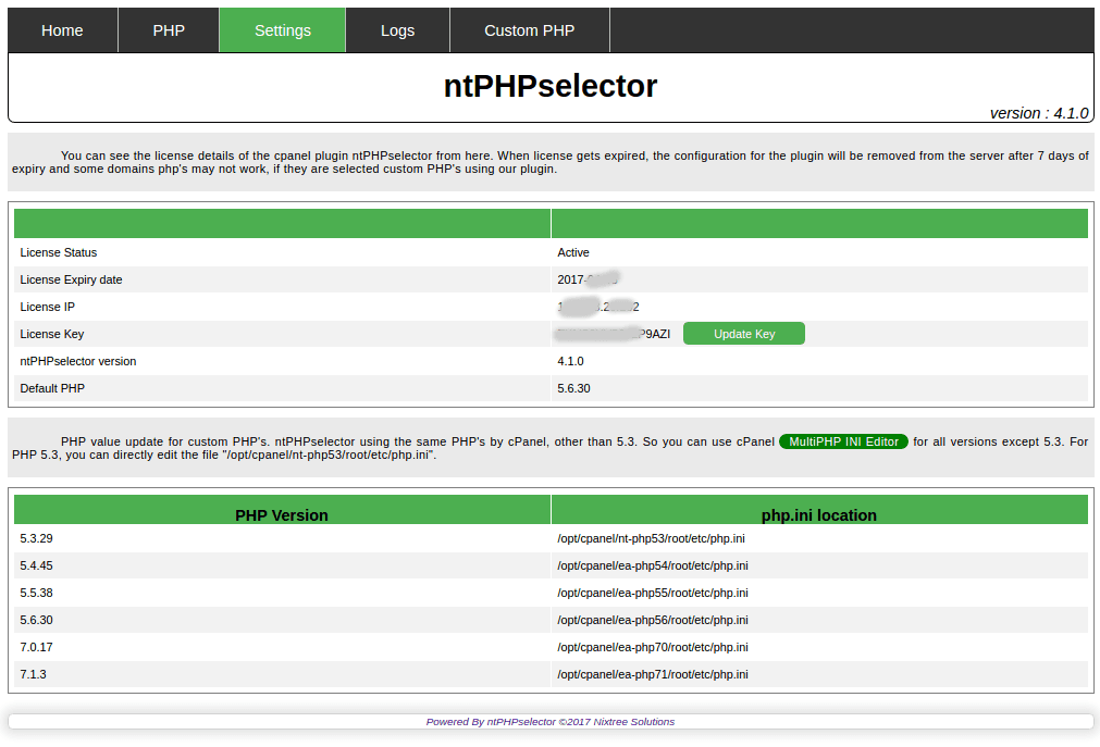 ntPHPselector - settings